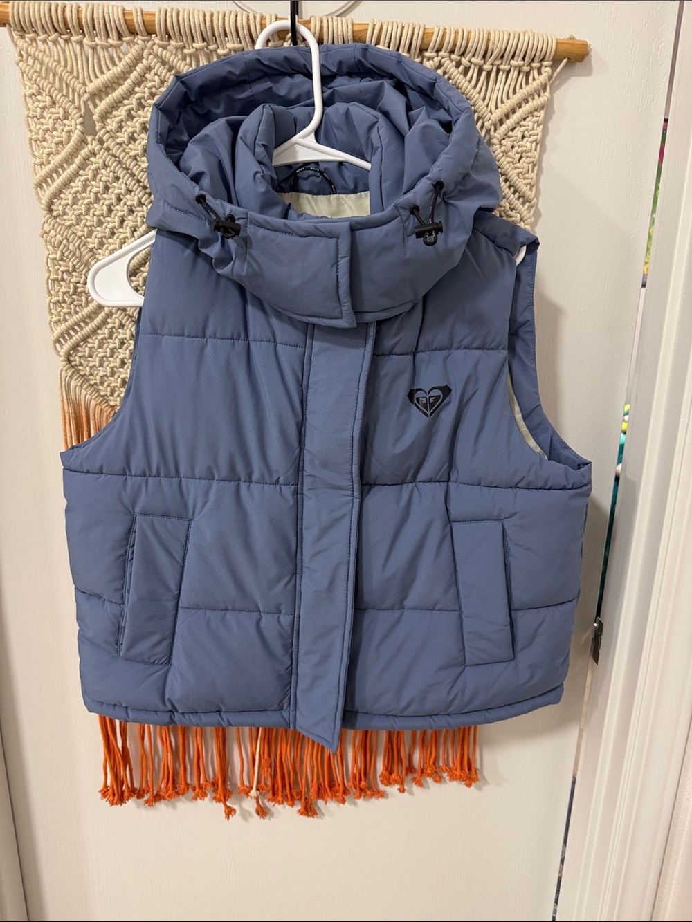 Women’s Puffer Vest in Slate Blue with Hood